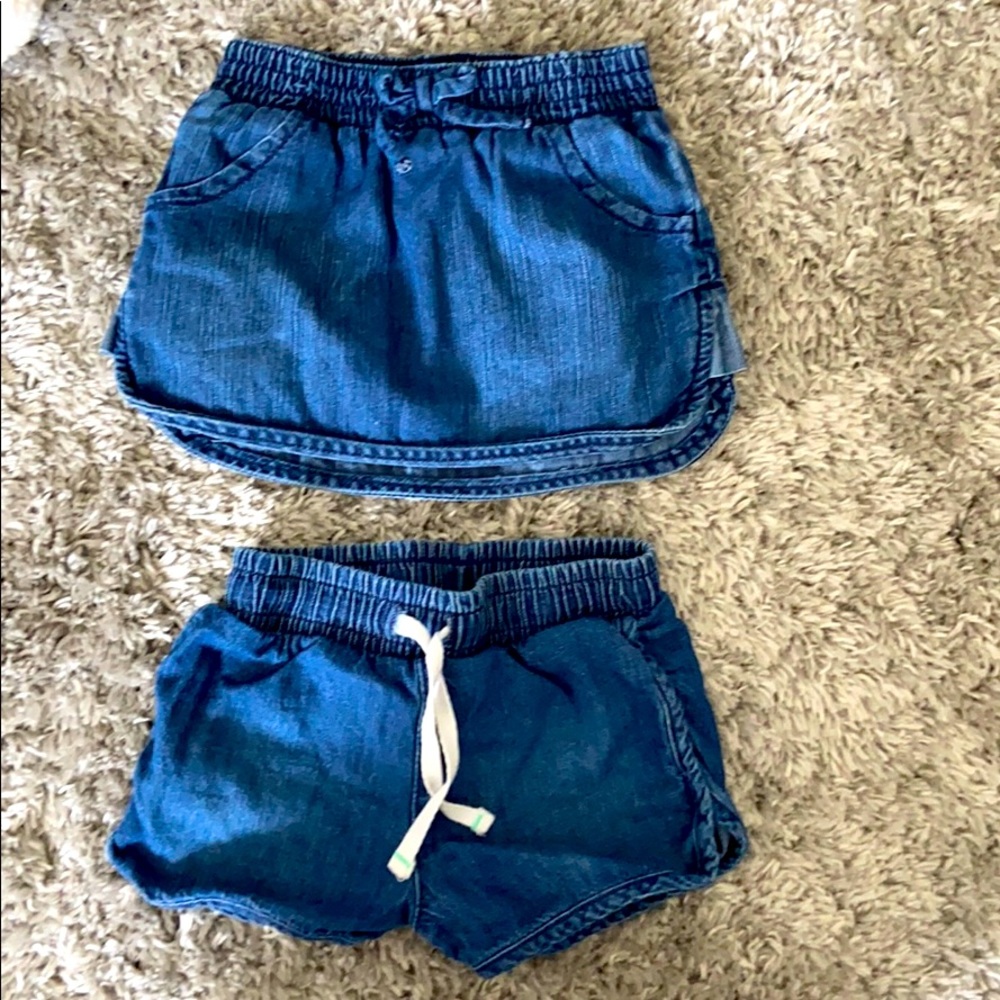 Jean skirt and shorts